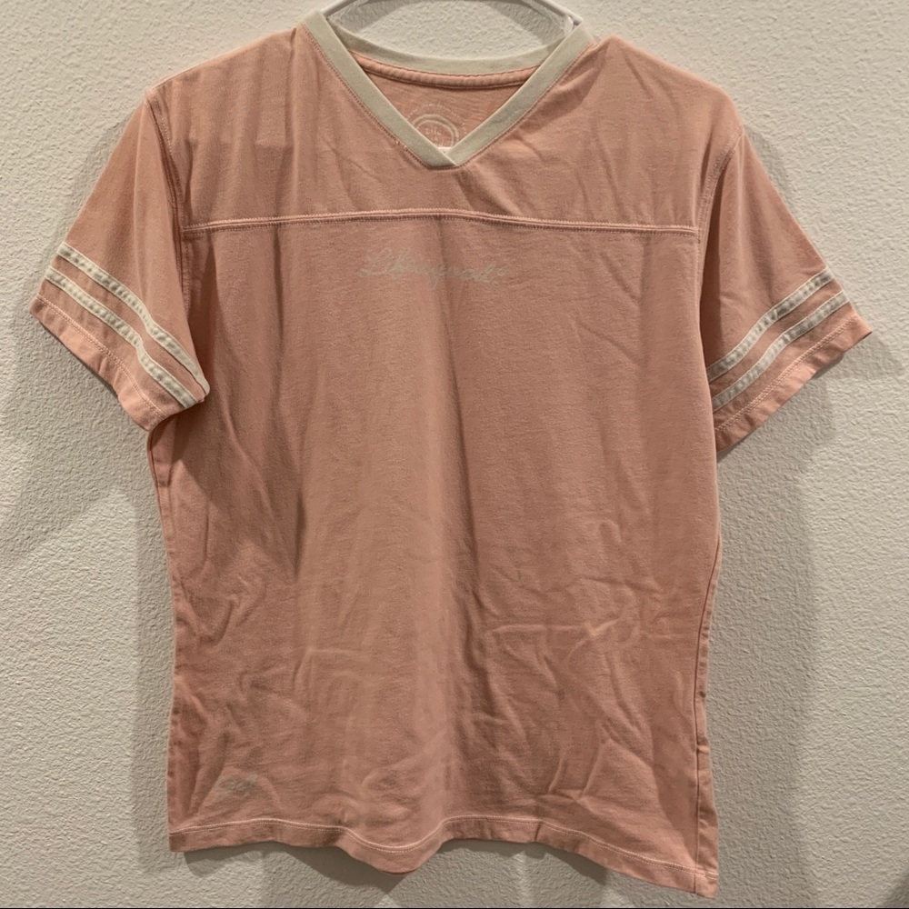 Life Is Good Pink V-Neck Short Sleeve Tee